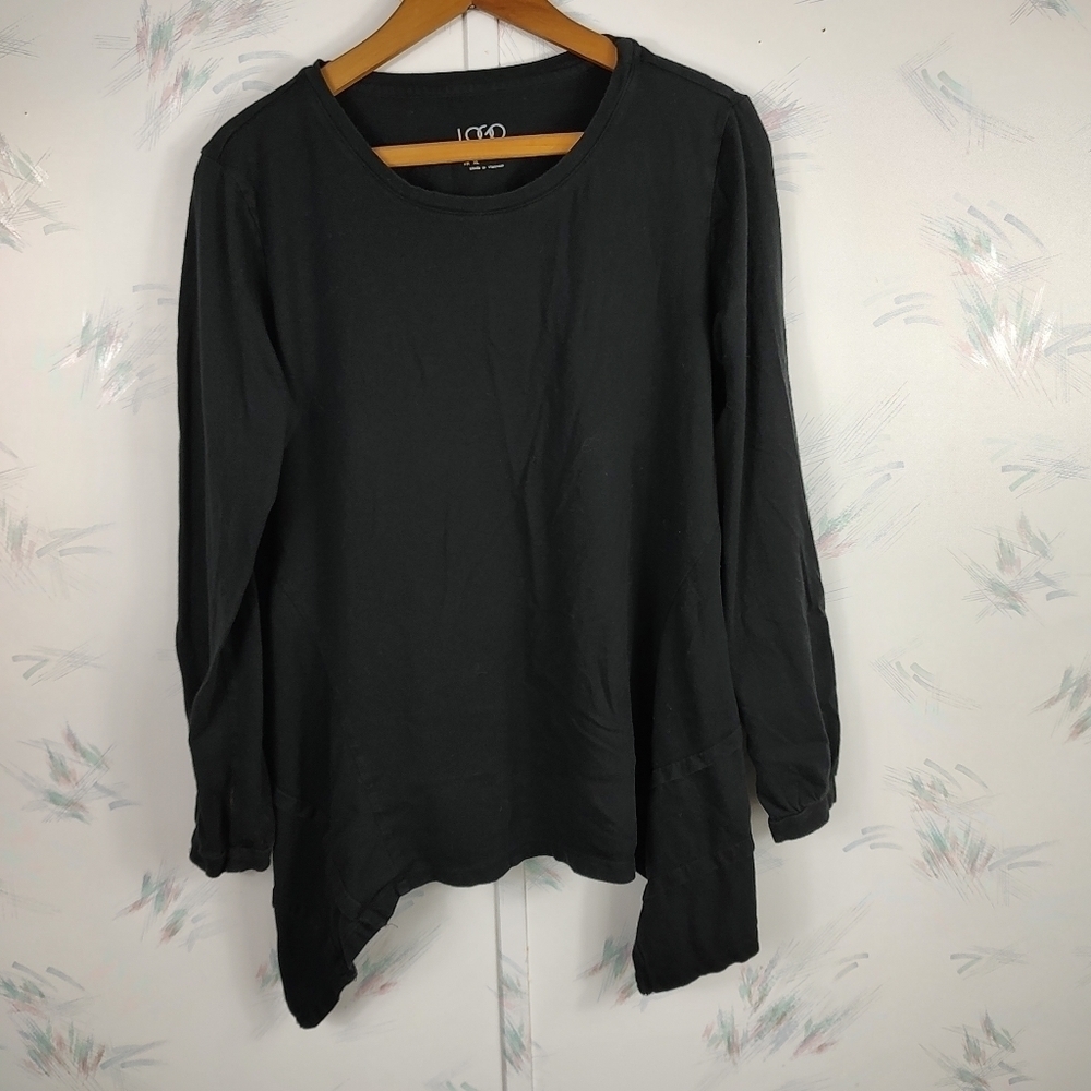 LOGO Lori Goldstein Black Long Sleeve Top L - Picture 1 of 10